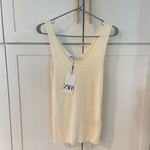 NWT Zara Cream Knit Sleeveless Top